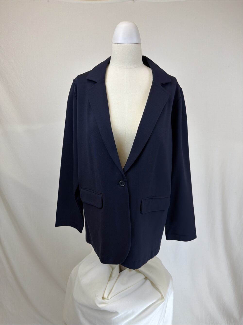 NWT Base Level by YEST Navy "Aya" Curvy Blazer Jacket Ponte SZ 20 #0677